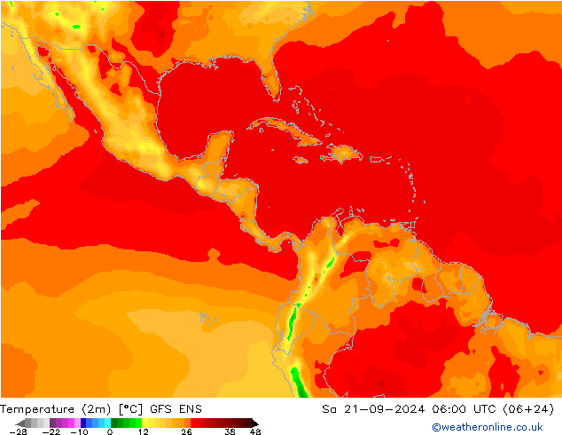 Temperature (2m) GFS ENS Sa 21.09.2024 06 UTC