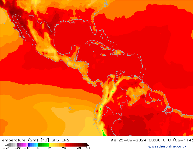 Temperature (2m) GFS ENS We 25.09.2024 00 UTC