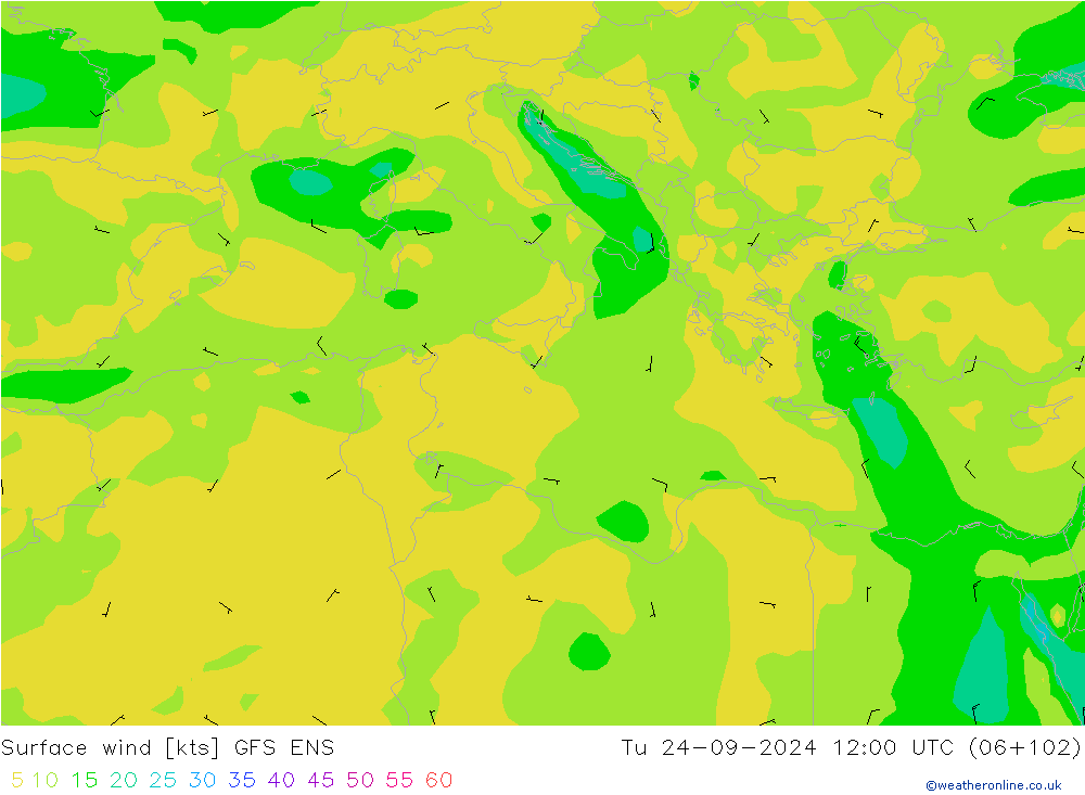 Rüzgar 10 m GFS ENS Sa 24.09.2024 12 UTC