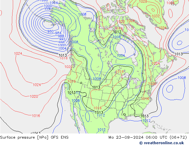 Atmosférický tlak GFS ENS Po 23.09.2024 06 UTC