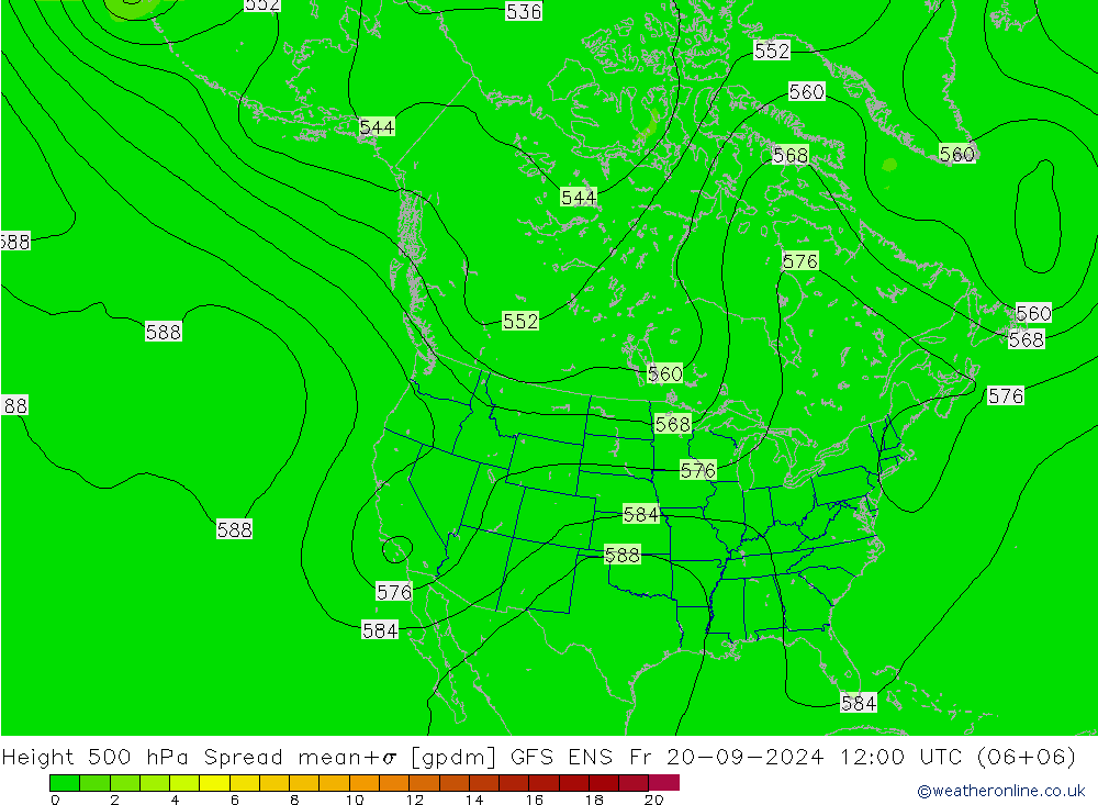 Height 500 hPa Spread GFS ENS  20.09.2024 12 UTC