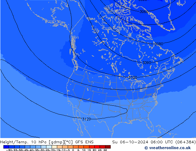 Height/Temp. 10 hPa GFS ENS Ne 06.10.2024 06 UTC