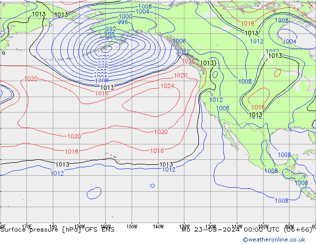 Surface pressure GFS ENS Mo 23.09.2024 00 UTC