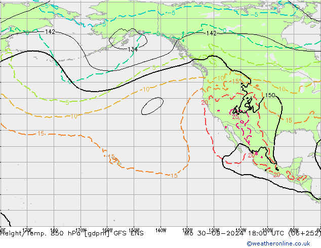 Height/Temp. 850 hPa GFS ENS Seg 30.09.2024 18 UTC