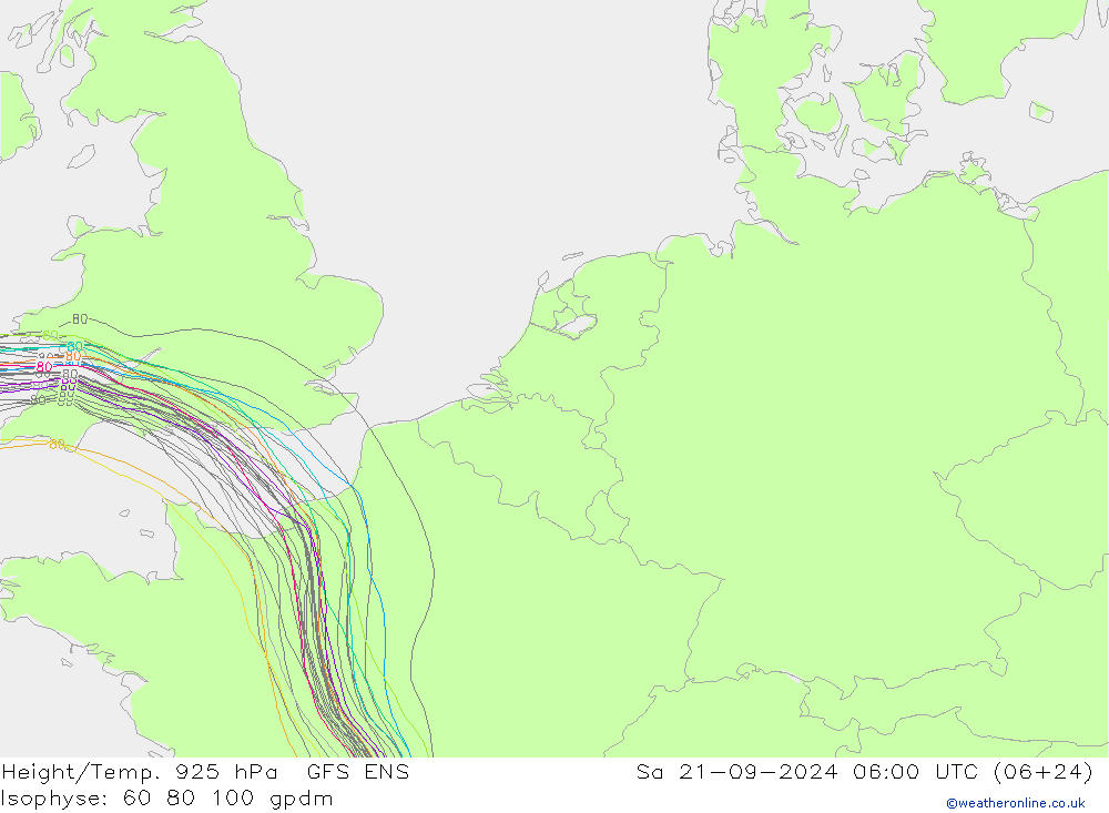 Height/Temp. 925 hPa GFS ENS Sa 21.09.2024 06 UTC