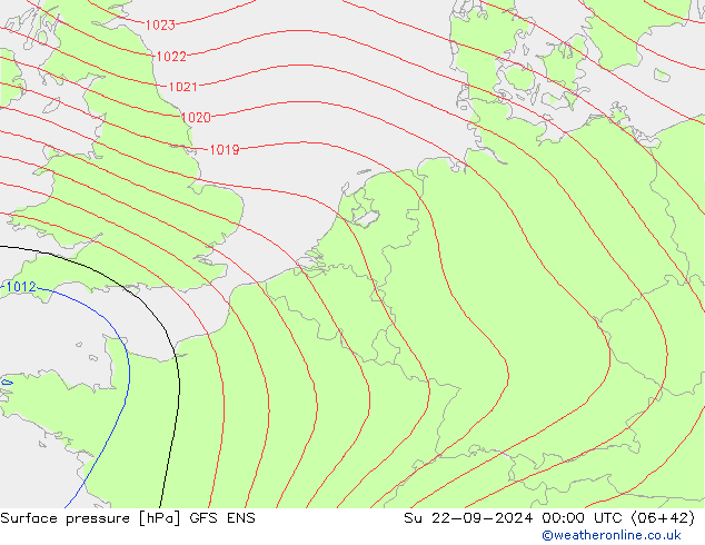 Surface pressure GFS ENS Su 22.09.2024 00 UTC