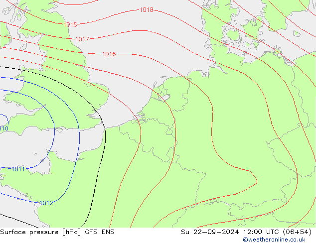 Atmosférický tlak GFS ENS Ne 22.09.2024 12 UTC