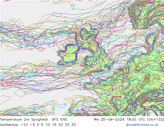 Temperatura 2m Spaghetti GFS ENS mer 25.09.2024 18 UTC