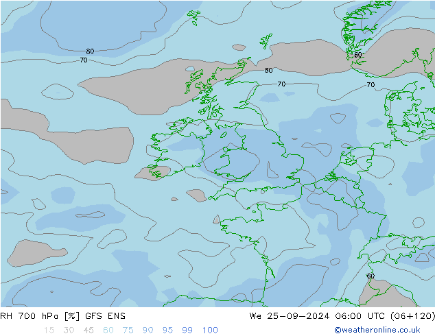 RH 700 hPa GFS ENS mer 25.09.2024 06 UTC