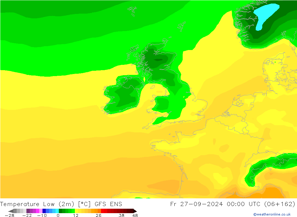 Min. Temperatura (2m) GFS ENS pt. 27.09.2024 00 UTC