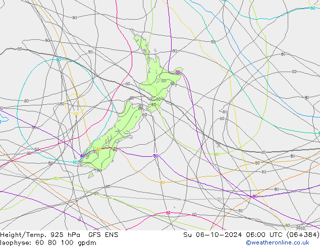 Height/Temp. 925 hPa GFS ENS So 06.10.2024 06 UTC