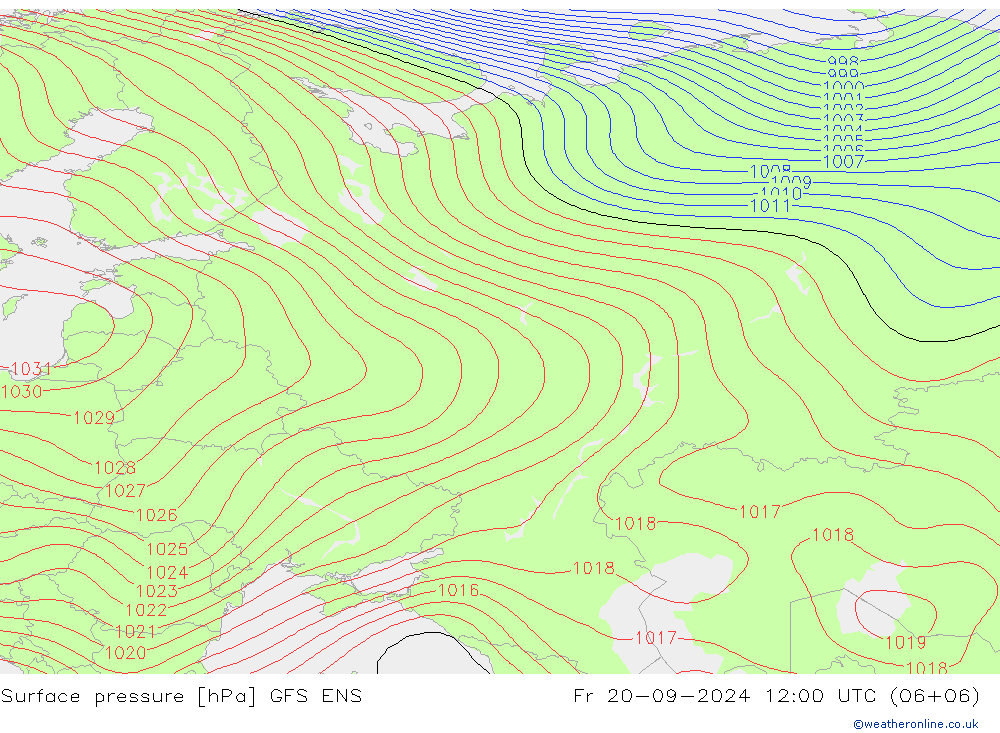 Surface pressure GFS ENS Fr 20.09.2024 12 UTC