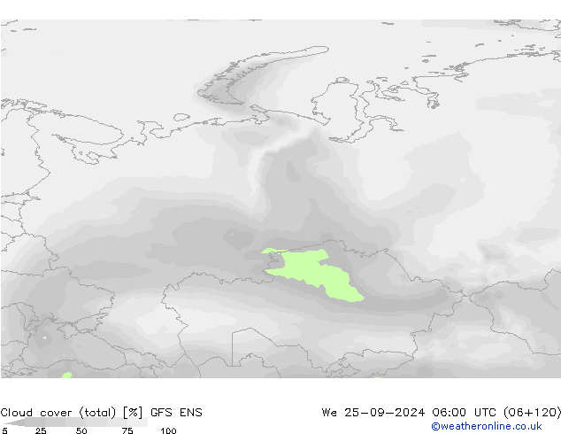 zachmurzenie (suma) GFS ENS śro. 25.09.2024 06 UTC