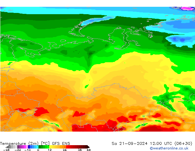 карта температуры GFS ENS сб 21.09.2024 12 UTC