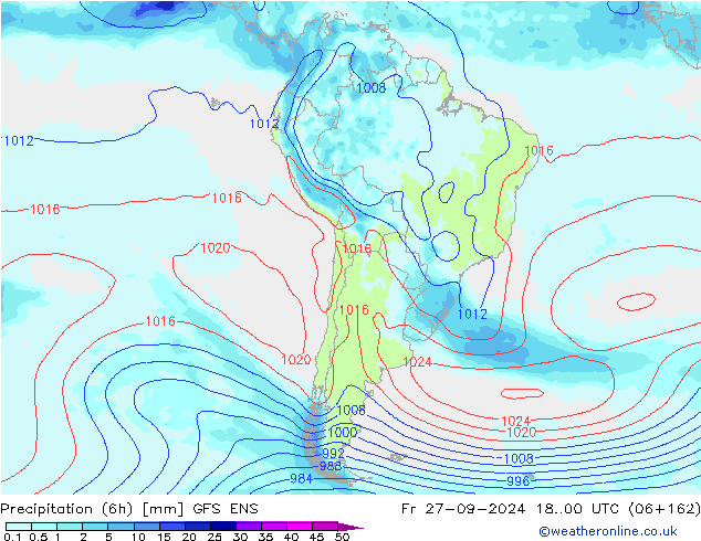 осадки (6h) GFS ENS пт 27.09.2024 00 UTC