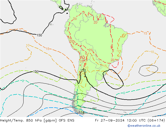 Height/Temp. 850 hPa GFS ENS Fr 27.09.2024 12 UTC