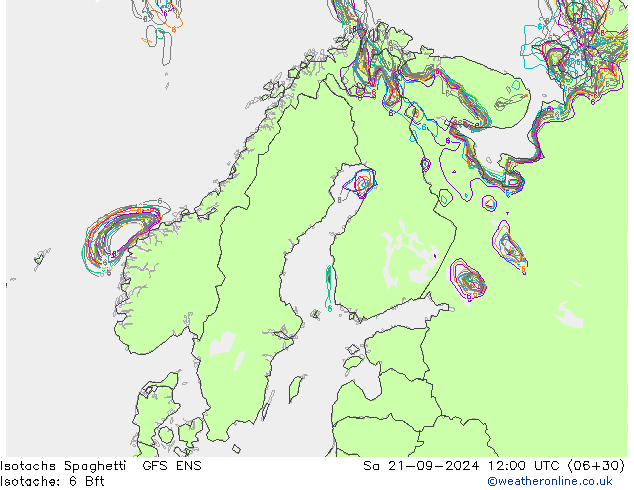 Isotachen Spaghetti GFS ENS Sa 21.09.2024 12 UTC