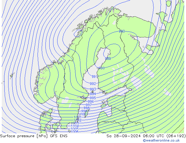 Bodendruck GFS ENS Sa 28.09.2024 06 UTC