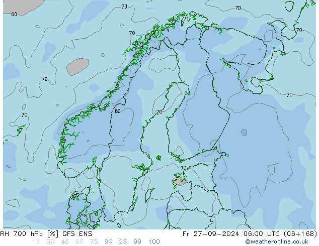 RH 700 hPa GFS ENS Fr 27.09.2024 06 UTC