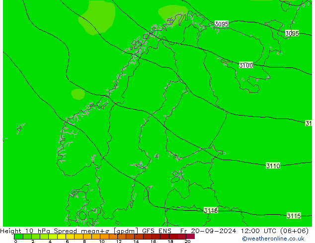 Height 10 hPa Spread GFS ENS Fr 20.09.2024 12 UTC