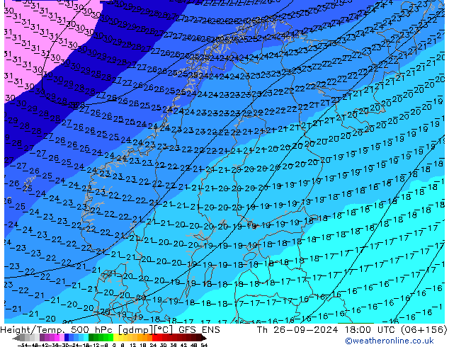 Height/Temp. 500 hPa GFS ENS Čt 26.09.2024 18 UTC