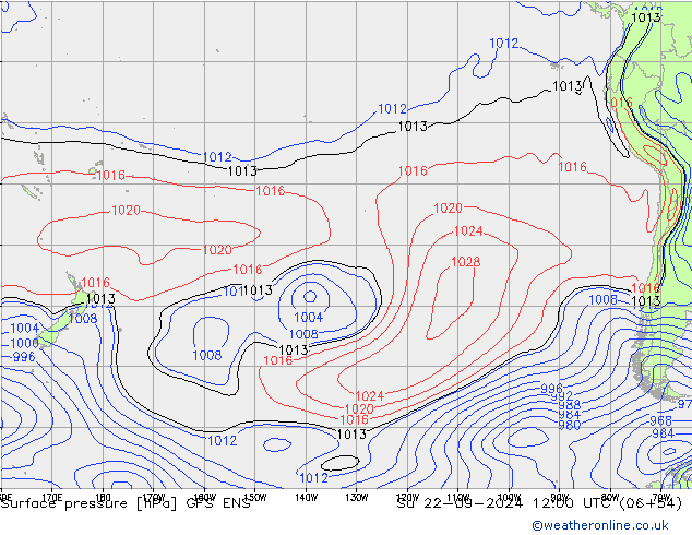 Presión superficial GFS ENS dom 22.09.2024 12 UTC