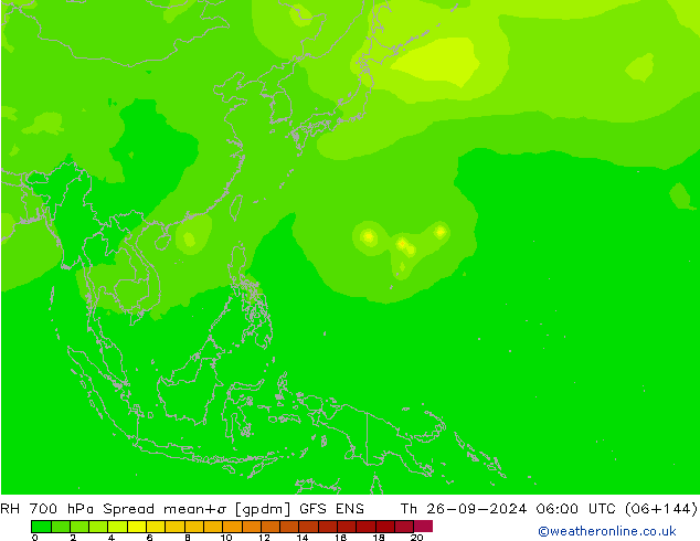 Humidité rel. 700 hPa Spread GFS ENS jeu 26.09.2024 06 UTC