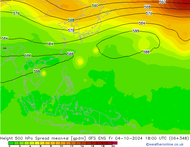 Height 500 hPa Spread GFS ENS  04.10.2024 18 UTC