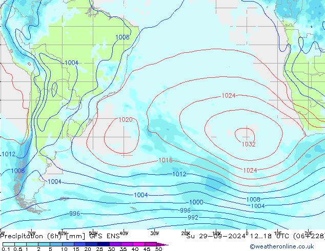 Précipitation (6h) GFS ENS dim 29.09.2024 18 UTC