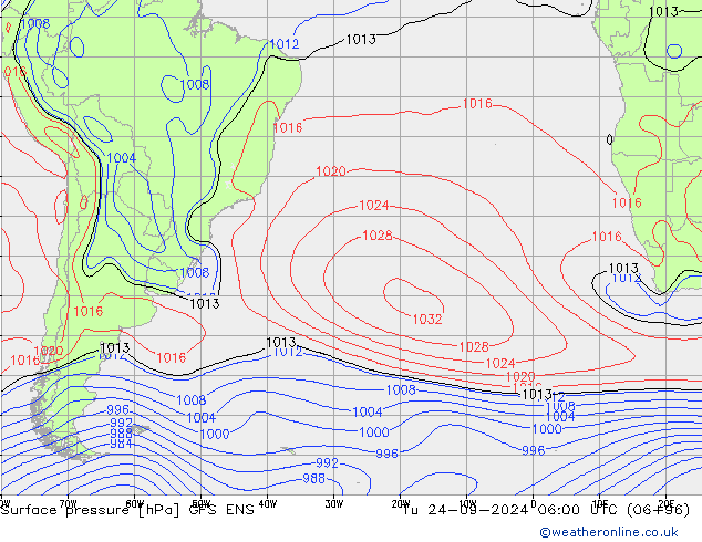 приземное давление GFS ENS вт 24.09.2024 06 UTC