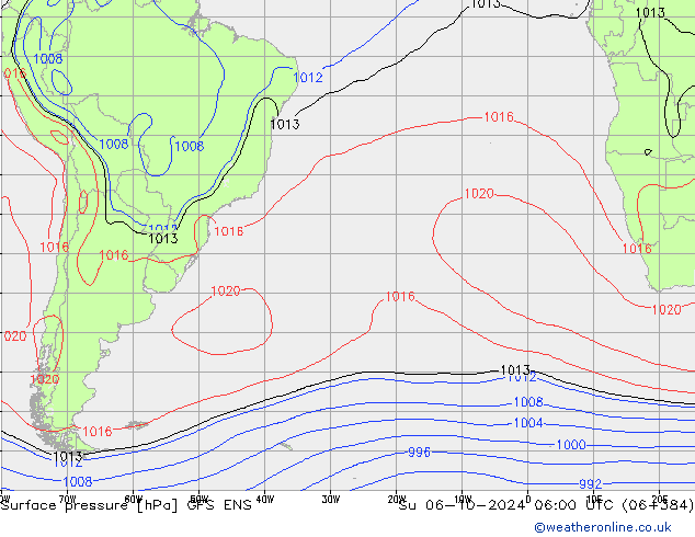 Surface pressure GFS ENS Su 06.10.2024 06 UTC