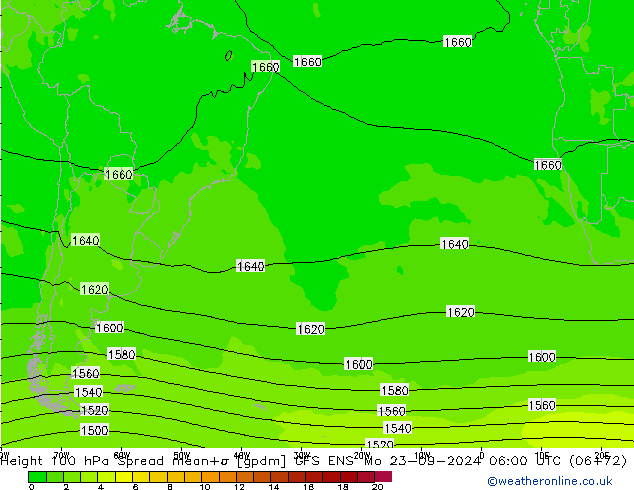 Geop. 100 hPa Spread GFS ENS lun 23.09.2024 06 UTC