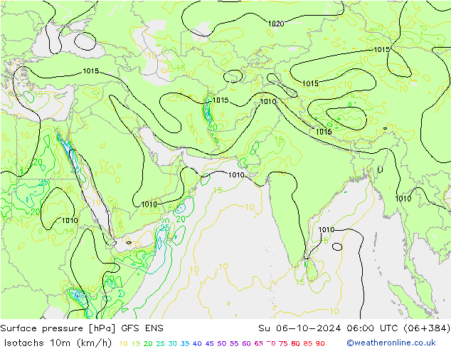 Isotachs (kph) GFS ENS  06.10.2024 06 UTC