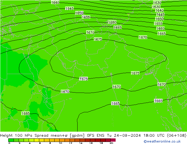 Height 100 hPa Spread GFS ENS Tu 24.09.2024 18 UTC