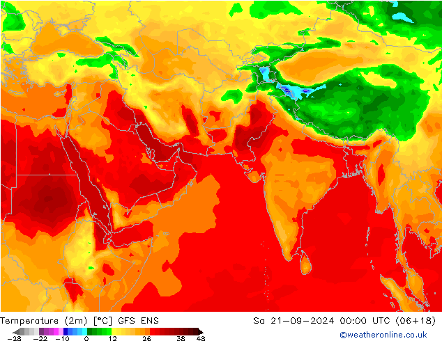 Temperature (2m) GFS ENS So 21.09.2024 00 UTC