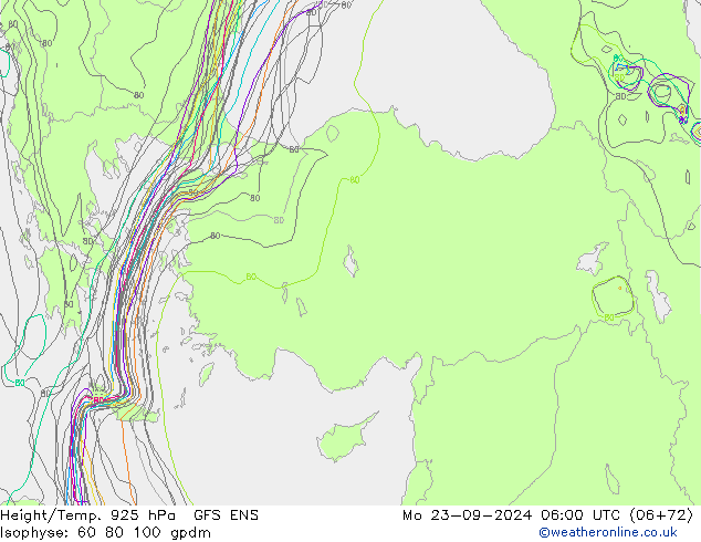 Yükseklik/Sıc. 925 hPa GFS ENS Pzt 23.09.2024 06 UTC