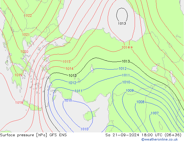 pressão do solo GFS ENS Sáb 21.09.2024 18 UTC