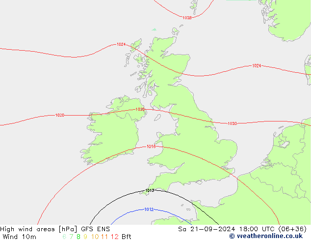 High wind areas GFS ENS Sa 21.09.2024 18 UTC