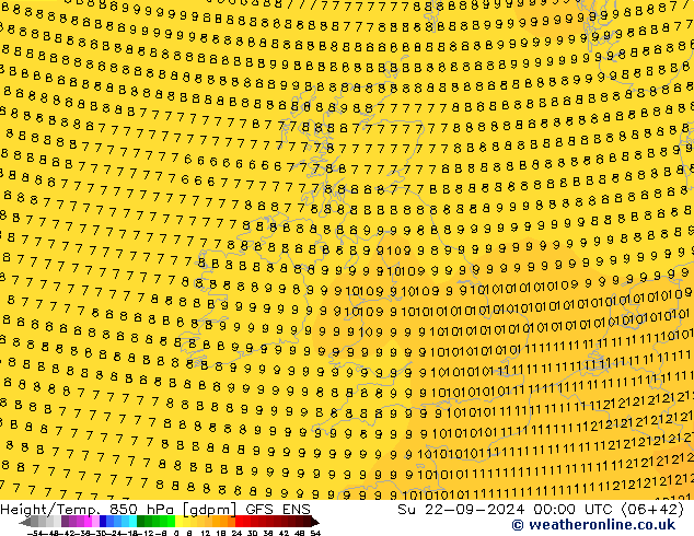 Height/Temp. 850 гПа GFS ENS Вс 22.09.2024 00 UTC