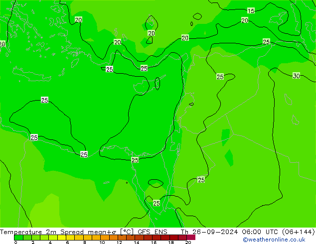 карта температуры Spread GFS ENS чт 26.09.2024 06 UTC