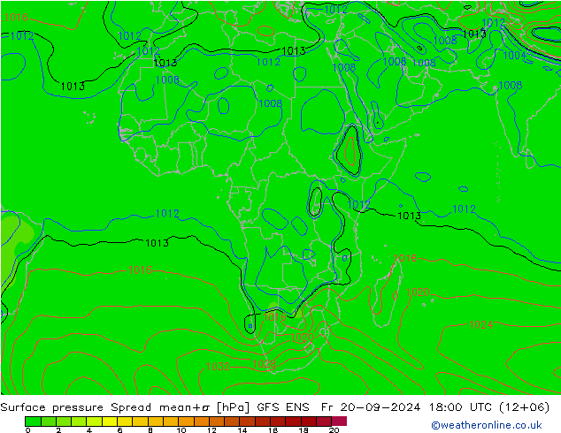 Surface pressure Spread GFS ENS Fr 20.09.2024 18 UTC