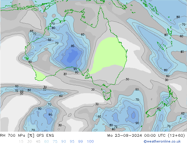 RH 700 hPa GFS ENS  23.09.2024 00 UTC