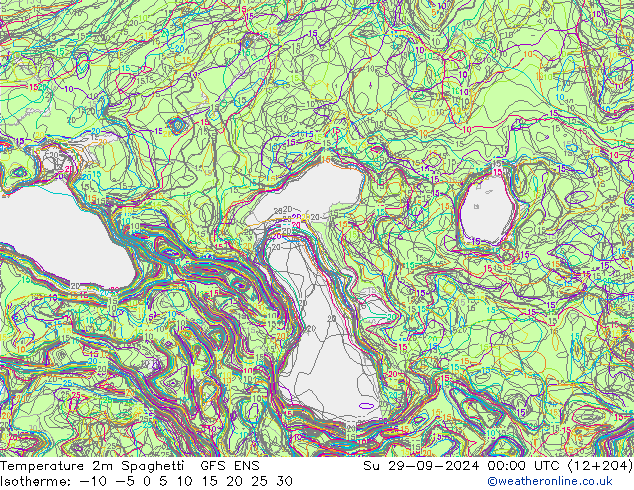 mapa temperatury 2m Spaghetti GFS ENS nie. 29.09.2024 00 UTC