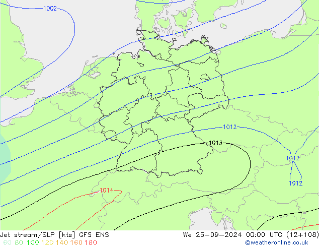 高速氣流/地面气压 GFS ENS 星期三 25.09.2024 00 UTC