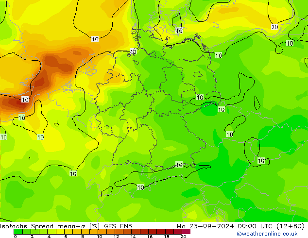 Isotachs Spread GFS ENS пн 23.09.2024 00 UTC