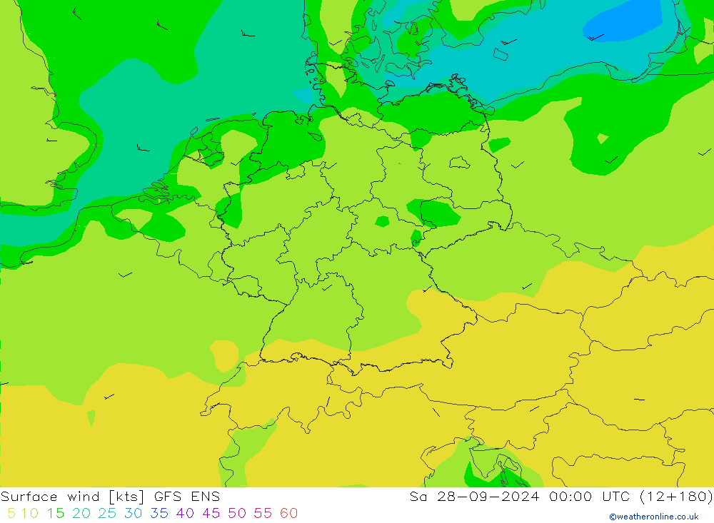 Surface wind GFS ENS Sa 28.09.2024 00 UTC