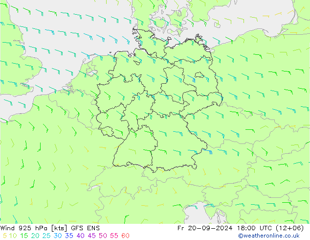 Viento 925 hPa GFS ENS vie 20.09.2024 18 UTC