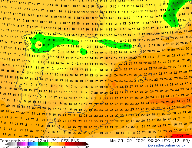 Темпер. мин. (2т) GFS ENS пн 23.09.2024 00 UTC