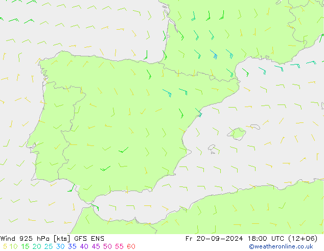 Wind 925 hPa GFS ENS vr 20.09.2024 18 UTC