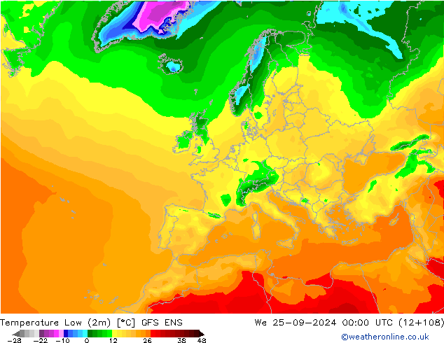 Темпер. мин. (2т) GFS ENS ср 25.09.2024 00 UTC